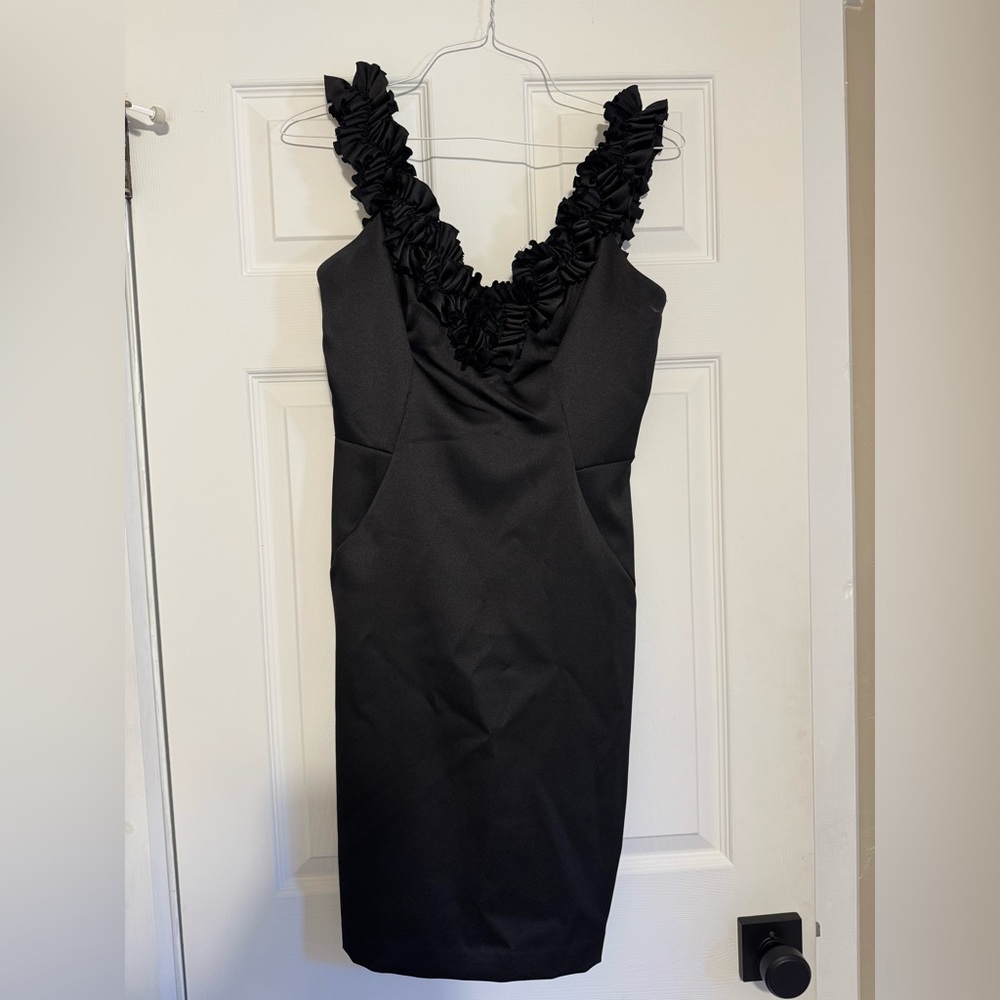 London Style Black Ruffled Mini Dress